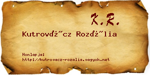 Kutrovácz Rozália névjegykártya